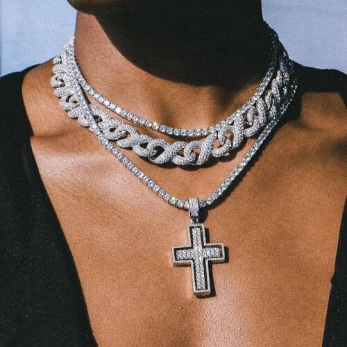 Bling Bling infinity charm Necklace & Pendant Shiny Ice Out Link Chain Necklace With cuban Chain Choker Hip Hop Jewelry for Men