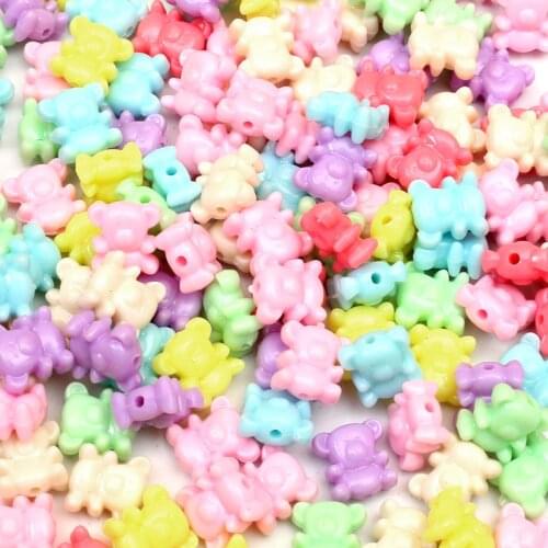 100Pcs Mixed Bear Acrylic Beads For DIY Jewelry Marking Loose Spacer Beads Bracelet Necklace Charm Jewelry Finding 12X13mm