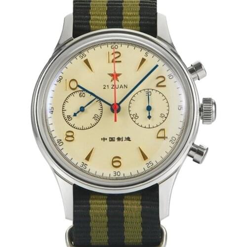 Watches Mens 40mm China Aviation Chronograph Mechanical Watches For Men 1963 Seagull Movement Chronograph Sapphire PilotSeagull