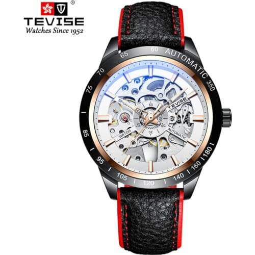 TEVISE Men Watch Top Luxury Brand Leather strap Business Clock Army Sports Automatic Mechanical Male Watches Relogio Masculino