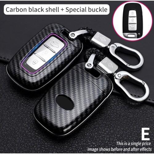Car Key Case Cover for Hyundai IX35 Sonata 8 for Kia Forte Rio 3 K2 K3 K5 Sportage Holder Shell Fob Accessories Carbon Fiber