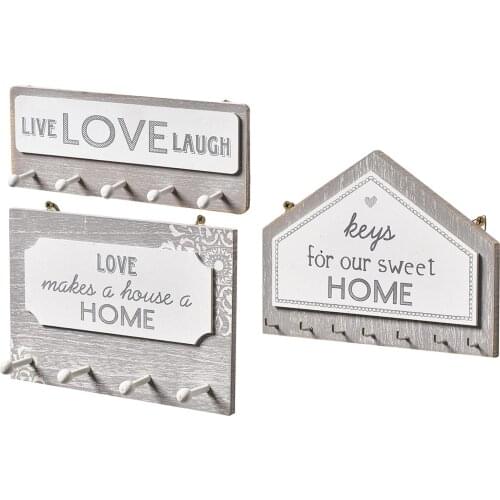 Wood Hanging Plaque Sign With Peg Hooks and 4/5/7 Hanging Hooks Wall Decoration with Letter Sign for Hanging Keys Coat Hat