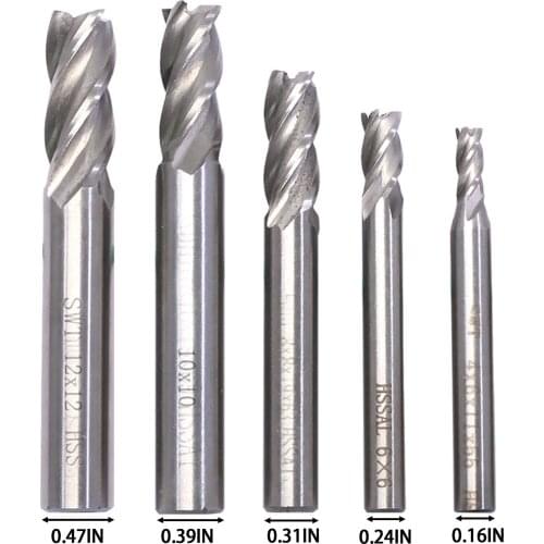 HSS 4-groove Straight Shank Milling Cutters 4 Edge End Milling Cutter 5pcs/6pcs/8pcs/10pcs Set Metal NC Tool End Milling Cutter