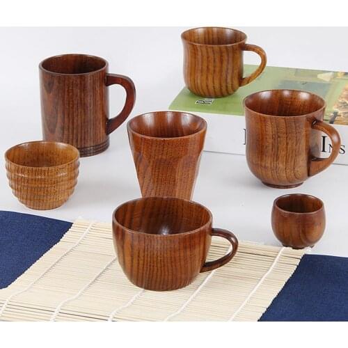 Creative Wooden Cup Mugs Coffee Cup Heat Insulation Milk Coffee Tea Cups Mug Water Mugs Gift Drinking Cup Drinkware 8 Styles