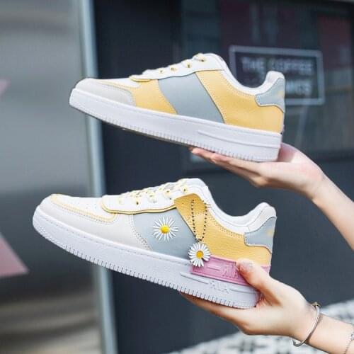 Women Vulcanize Shoes Lace Up Flats Sports Shoes Breathable White Shoes Platform Woman Floral Casual Sneakers Zapatos De Mujer