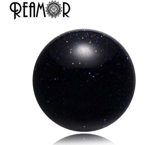 REAMOR Blue Sandstone Natural Stone Beads Night & Starry Sky Round Small Hole Beads Charms For Bracelet Jewelry Making Wholesale