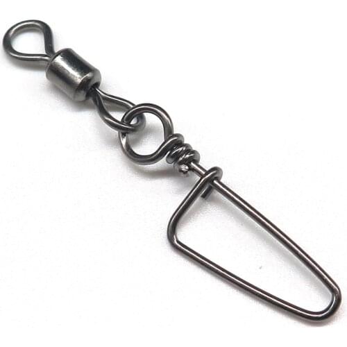 Minfishing 50 PCS Rolling Swivel Fishing Swivel Snap Ball Bearing swivel with Arc Snap Rolling swivel Fishing Hook