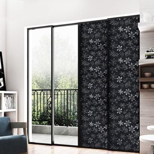 Multi-function Floral Blackout Window Glass Film Black Opaque Self-adhesive Glass Stickers Thermal Window Paper Home Decor LA501