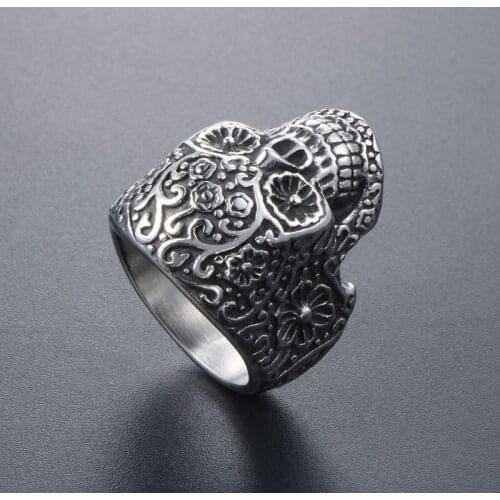 Fashion Gothic Accessories jewelry rings mens stainless steel punk signet-ring wholesale mens punk rings mens Vampire skull men