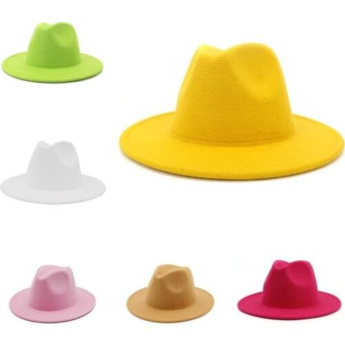 Men Fedora hats women Simple woolen hat jazz hats British style hat Fashion hat autumn winter big along Multicolor hat