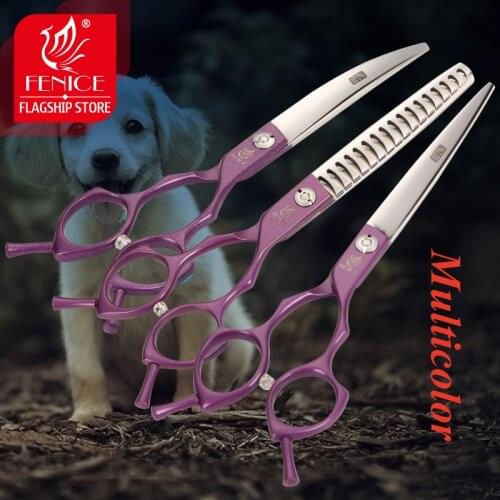 Fenice Jp440c 6.5/7 Inch Pet Grooming Scissors Set Straight&Thinning&Curved Dog Grooming Shears Set Teddy Dog Grooming