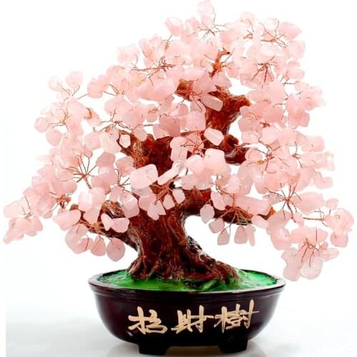 NATURAL ROSE quartz gemstone TREE REIKI Healing