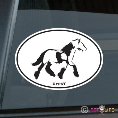 Gypsy Horse Oval Sticker Die Cut Vinyl Ver 4 Irish Cob Coloured Tinker window decal