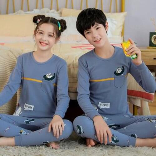 Teenages Pajamas Winter Cotton Pyjamas Kids Boys Clothes Sets Cartoon Children Sleepwear Pijamas for Girls 10 12 14 16 18 Year