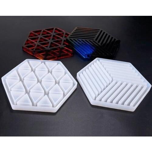 Crystal Glue Silicone Mold for Hexagonal Stripe Coaster Inner Triangle Coaster Silicone Mold epoxy resin molds Decoration Tools