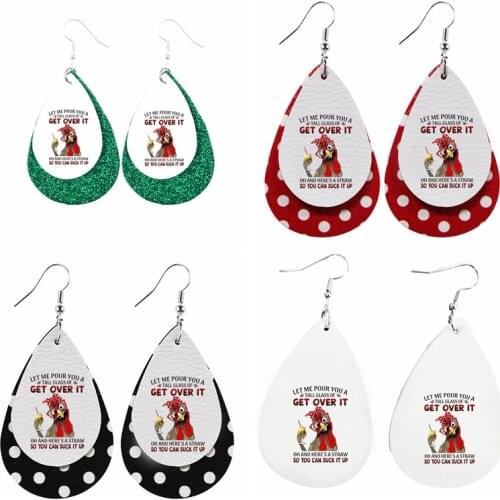 Thanksgiving Earrings Let Me Pour You A Tall Glass Of Get Over It Faux Leather Earrings Stock