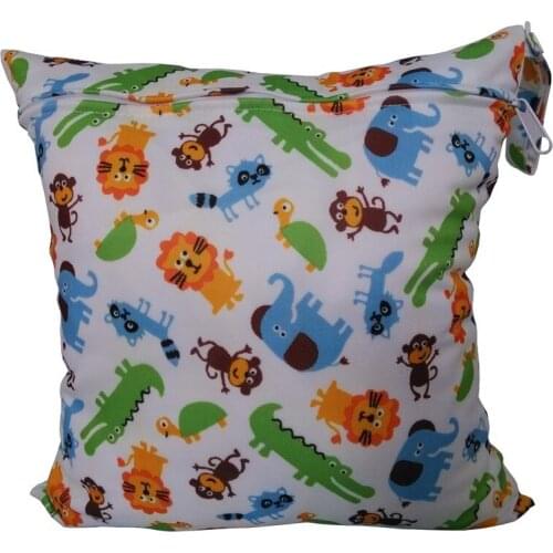 Baby Diaper Bags Printed Double Zippered Wet/Dry Bag Waterproof Wet Cloth Diaper Backpack Reusable Diaper Cover WetBag