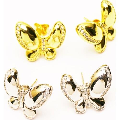 4 Pairs Metal Butterfly stud earrings Mix color metal stud earrings women jewelry stud earrings Gift for women jewelry 41297