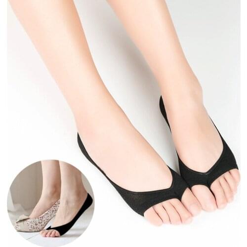 3 Pair/Lot Spring Summer Women Cotton Toe Yoga Socks Invisibility Anti Skid Anti Off Slipper Socks Bamboo Fiber Fish Mouth Socks