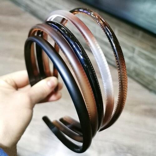 Women Plastic Headband Black Brown Thin Head Hoop With Teeth Non-Slip Hair Hoop Plain Matt Bright Color Hair Accessories 2021