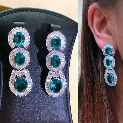 Brand Bohemia Japan Korea Bridal Wedding Pendant Earrings Charm Heart Long Cubic Zirconia 2021 New Design Women Jewelry