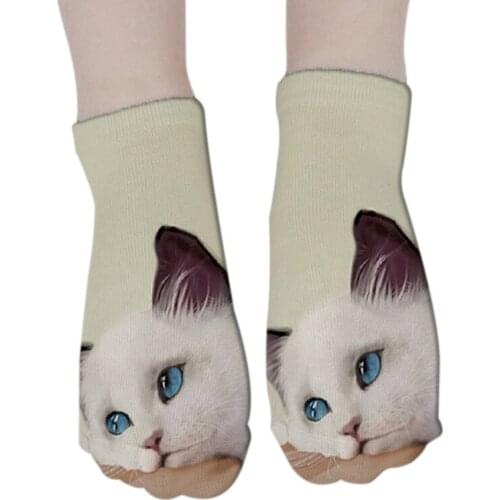 Womens Funny Animal Cute 3D Print Socks Women Ankle Socks Unisex Socks Hot Women Fashion Sox Cartoon Cat for Female