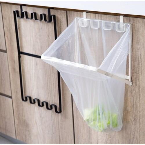 1Pc Portable Kitchen Cabinet Trash Bag Storage Rack Folding Cupboard Door Garbage Hanger Shelf