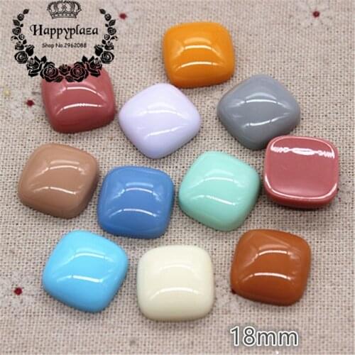 20pcs 18mm New Resin Korea Square Flatback Cabochon DIY Handmade Button/Hair Ornament/Jewelry Accessories