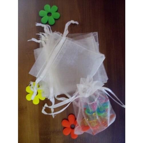 200pcs 25*35cm White Organza Gift Bag Jewelry Packaging Display Bags Drawstring Pouch For Bracelets/necklace/wed Mini Yarn Bag