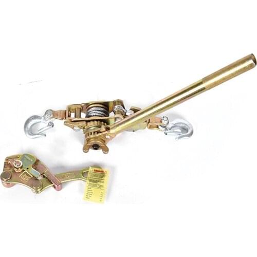 2T hand puller with 1Ton wire grip, Japanese style ratchet cable puller hand steel wire rope puller ratchet pulling wire grip