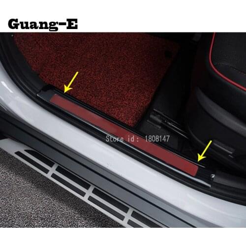 For Hyundai Kona Encino Kauai 2017 2018 2019 2020 Car Sticker Trim Pedal Door Sill Scuff Plate Cover Inner Built Threshold 4pcs
