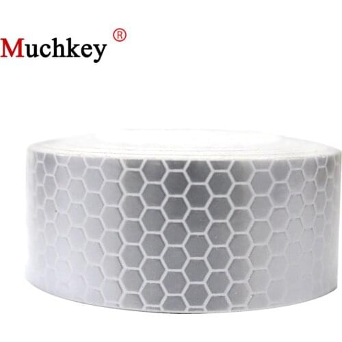 4CM*5M Car Sticker Honeycomb Shape Automobile Safety Warning Reflective Tape Microprism Sticker White Car-styling
