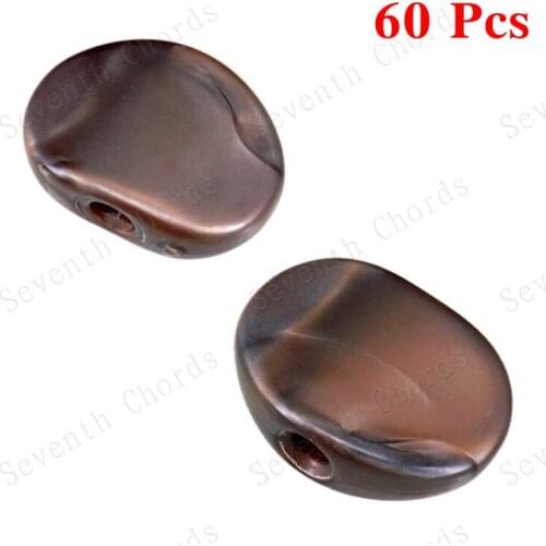 60 Pcs Guitar Tuning Pegs Tuners Machine Heads Replacement Button Knob Handle Cap (Amber Big Oval)