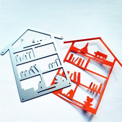 9.5x8.5cm bear bookcase Cutting dies metal crafts paper die-cutting /DIY embossing Easter and New Year Scrapbooking