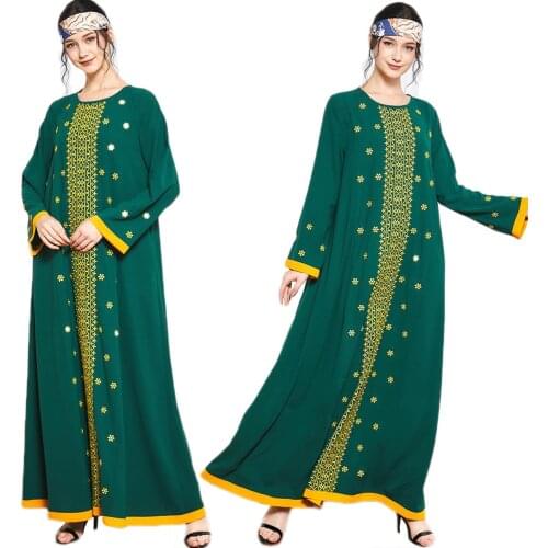 Abaya Muslim Women Embroidery Long Dress Long Sleeve Arab Jilbab Dubai Kaftan Maxi Robe Ramadan Middle East Islamic Turkish Gown