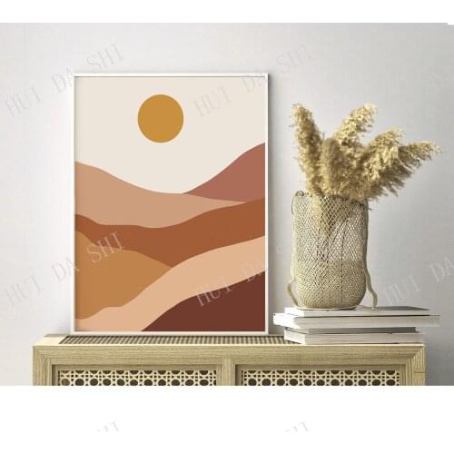 Abstract Landscape Art Print, Boho Scenery Art Print, Earthy Tone Landscape Art Poster, Boho Sun Wall Print, Terra Landscape Art
