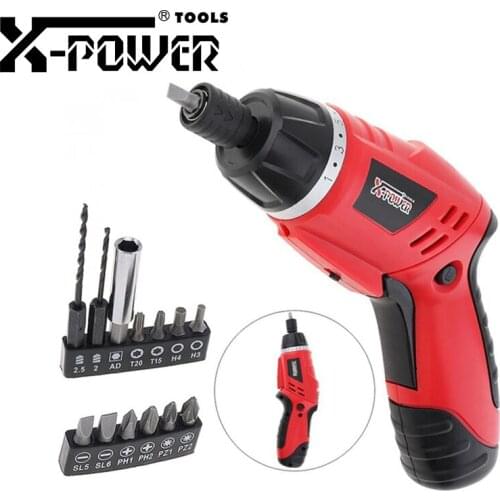 X-power 13 in 1 Cordless Mini 4.8V Battery Electric Screwdriver Drill Set Rechargable EU Plug Woodworking Power Tool Kit DIY Use