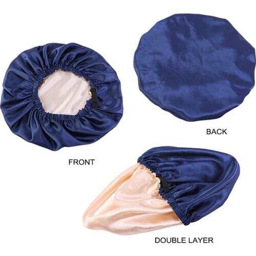 Satin Hair Cap for Sleeping Invisible Flat Imitation Silk Round Haircare Women Headwear Ceremony Adjusting Button Night Hat