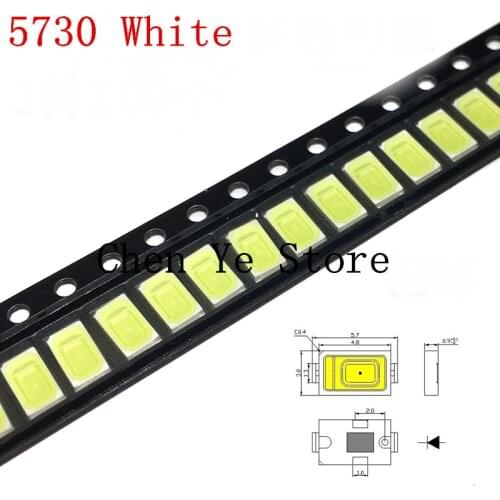 Free Shipping 4000PCS 5730-CW WW 0.5W-150Ma 50-55lm White Light 3000K 4000K 6000K 95000K SMD 5730 LED 5730 diodes 3.2 - 3.4V