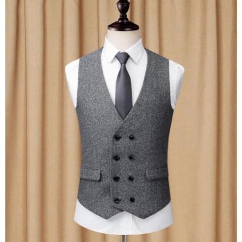Business Slim Suits Vest Men Double Breasted Blazer Waistcoat Mens Retro Boys Suit Vests Tops Fashion Plus Size XXXXXXL