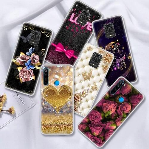 Rose Diamond Butterfly Case For Xiaomi Redmi Note 9 8 Pro 9S 8T 7 9T Soft Bumper Cover 9A 9C 8A 7A Funda K20 k30 6 6A TPU Coque