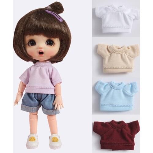 Ob11 baby clothes ob11 doll accessories molly clothes short-sleeved sweater T-shirt 1 / 12bjd tops round nai clothes girls toys