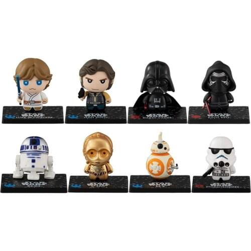 Bandai Genuine STAR WARS Gashapon Toys Imperial Stormtrooper Darth Vader C-3PO R2-D2 Han Solo Q Version Action Figure Ornaments