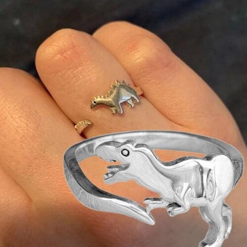 Goth Cute Little Dinosaur Couples Ring Animal Ring Fashion Minimalist Engagement Jewelry Statement Women Men Child Hip Hoop Gift