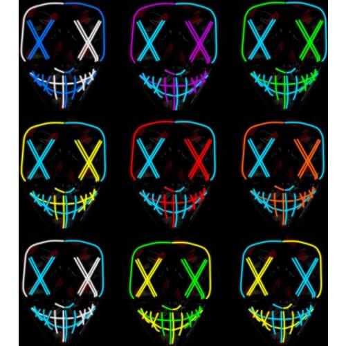 Halloween Cosplay Costume Masque Mask Light up Flashing LED Mask Halloween Party Vendetta Mask Horror Carnival DJ Party Supplies