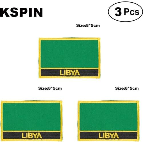 Libya Rectangular Shape Flag patches embroidered flag patches national flag patches for clothing DIY Decoration