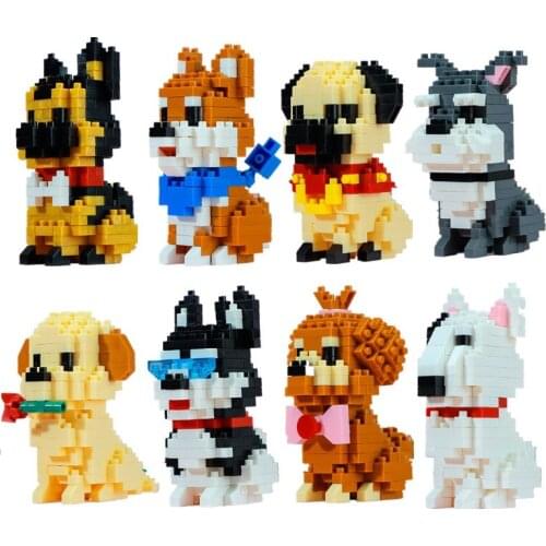 Balody Mini Blocks Assembly Animal Model Shiba Dog Husky Diamond Bricks Schnauzer Kids Gifts Girls Christmas Present Pet Shop