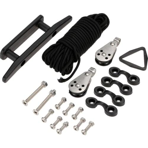 Water Sports Kayak Canoe Anchor Trolley Kit Cleat Rigging Ring Pulleys Pad Eyes Well Nuts Screws Rope Boats Decks Accessories