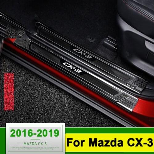 Door Sill Scuff Plate Welcome Pedal threshold pedal Stickers For Mazda CX3 CX-3 2016 2017 2018 2019 Stainless Steel Accessories