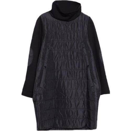 Autumn Winter Dress Womens Korean Version Standing Collar Quilted Long-Sleeved Dress Large Size Slim Warm Cotton Jacket